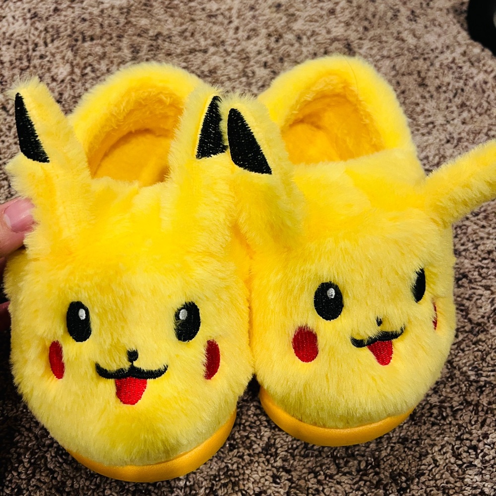 Yellow Pikachu Kids Slippers